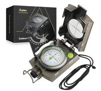 Anbte Compass Hiking, IP65 Waterproof Metal Compass with Sighting Clinometer and Carry Bag, Multifunctional, Lightweight, for Camping Hunting Navigation Hiking, Bronze