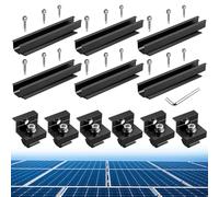 Anbte Solar Panel Brackets, 6 Pcs 200mm Aluminium Solar Panel Mounting Rail 30mm/35mm Solar Panel End Clamps, Solar Panel Mounting Brackets for Metal Roof, Tin Roof, Flat Roof, Sheet Roof, Black