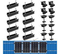 Anbte Solar Panel Mounting Brackets, Included 10 x 4.72 in Rails + 4 end Clamps + 6 Center Clamps + 1 Wrench, Aluminum Solar Mounting Kit for 4 Panels, Waterproof, for Roof, RV, Boat, Black