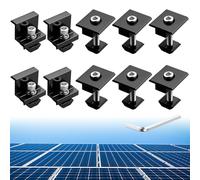 Anbte Solar Panels Mounting Kit, 30mm Aluminium Solar Panel Clamps Solar Panel Mounting Brackets Solar Panel Brackets Connector for Metal Roof, Tin Roof, Flat Roof, Sheet Roof, Black