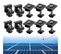 Anbte Solar Panels Mounting Kit, Aluminium Solar Panel Clamps 30mm/35mm Solar Panel Mounting Brackets Solar Panel Brackets Connector for Metal Roof, Tin Roof, Flat Roof, Sheet Roof, Black