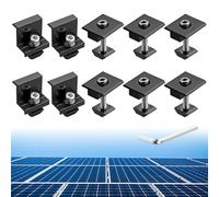 Anbte Solar Panels Mounting Kit, Aluminium Solar Panel Clamps 35mm Solar Panel Mounting Brackets Solar Panel Brackets Connector for Metal Roof, Tin Roof, Flat Roof, Sheet Roof, Black
