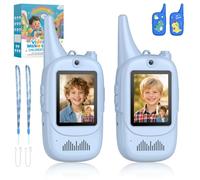 Anbte Video Walkie Talkies For Kids With Silicone Protective Case, 2 Pack Rechargeable Long Range Two Way Radios Toys for Boys Girls Age 3-12 for Family Game Outside Camping Indoor Outdoor, Blue