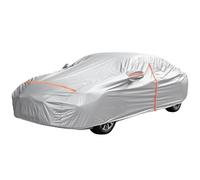 Anbte Waterproof Car Cover with Zip Reflective Stripes, Outdoor Car Cover Dust Protection UV, 210D Winter Snow Hail Cover, Universal Fit for Sedan 490 x 190 x 150 cm, Sliver