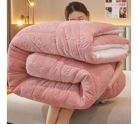 ANBTUKJ Winter duvet - thick lamb wool duvet, extra thick and fast warm cashmere fabric, for autumn and winter, double bed in winter, Pink-150X200cm(2.5kg)