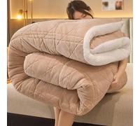 ANBTUKJ Winter duvet - thick lamb wool duvet, extra thick and fast warm cashmere fabric, for autumn and winter, double bed in winter, Khaki-150X200cm(3.5kg)