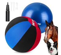 ANC POP Herding Ball for Dogs & Horses, 25" Red and Blue and Black, Anti-Burst PVC, Easy Inflate, Washable Cover, Suitable for Adult Horses & Dogs