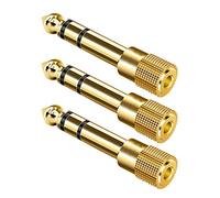 Ancable Headphone Adapter 3.5mm Female to 6.35mm Male, 3 Pack 1/4 inch to 1/8 inch Stereo Aux Jack Headphone Adapter Gold Plated 6.35mm to 3.5mm Jack Converter for Digital Piano, Keyboard