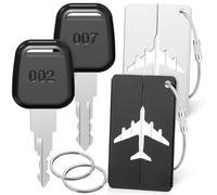 Ancable Suitcase Key Compatible with TSA007/002 & Luggage Tag - 2 Pieces 007 002 Keys for Luggage Suitcase Password Locks - 2 Pieces Aluminium Luggage Tags for Travel Bags Suitcase Backpacks