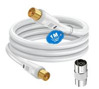 Ancable TV Aerial Cable with Coaxial Adapter 1M White TV Ariel Lead