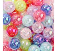 ANCADN 20mm Acrylic Crackle Beads 60pcs Chunky Bubblegum Bead Colors Pen Beads for Jewelry Making Bracelet Necklace Craft Making Supplies(60pcs Crackle)