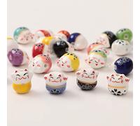 ANCADN 26pcs Ceramic Beads Lucky Cat Beads Maneki Neko Porcelain Spacer Beads for DIY Jewelry Making(luckycats)