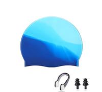 Ancaiqi Swimming Caps, Colourful Waterproof Printed Swimming Cap, Silicone and Nylon Fabric Swimming Caps, Nose Clip Ear Plugs for Men and Women Adults