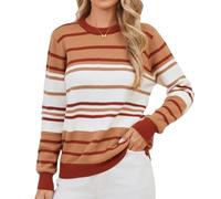 Ancapelion Women’s Jumper Long Sleeve Colour Block Chunky Sweater Christmas Crew Neck Knit Pullover Tops Knitwear for Ladies Khaki S