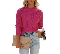 Ancapelion Women’s Long Sleeve Pink Jumper Crewneck Winter Rib Knitted Sweater Pullover Tops for Ladies M