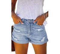 Ancapelion Women's Denim Shorts Ripped High Waisted Jean Shorts Stretchy Rolled Hem Hot Pants Blue-404 XL
