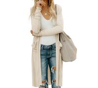 Ancapelion Women's Hooded Long Cardigans Coatigans for Open Front Long Sleeve Lightweight Cardigan for Women with Pockets Apricot XXL