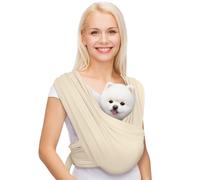 AnccoPlus Dog Carrier for Small Dogs, Front Facing, Hands Free, Adjustable Size, Less Back Pain, Premium Cotton, Safe and Soft, (Plus, Beige)
