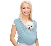 AnccoPlus Front Facing Dog Sling Carrier for Small Dogs and Cats - Hands Free, Size Adjustable, Reducing Back Pain, Premium Cotton, Safe and Soft (Regular, Baby Blue)