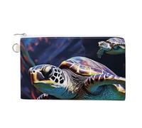 Anceky A Colorful Tropical Sea Turtle Coin Purse Canvas Wallet Cute Change Purse Small Storage Bag with Zipper
