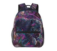 Anceky A leaping leopard bursting through a neon-glitch portal Backpack Travel Backpacks Laptop Rucksack Casual Daypack for Men Women