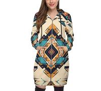 Anceky Abstract Geometric Women Casual Zip up Hoodies African Tribal Fall Sweatshirt Long Casual Brown Hoodie