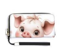 Anceky Adorable Pig Lying on White Cloud PU Leather Clutch Long Bifold Wallet, Coin Purse Credit Pass Case, Durable Card-Holder Money Storage for Women Men