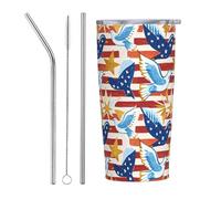 Anceky American Flag Flying Dove Stars 20 Oz Stainless Steel Travel Mug Vacuum Insulated Tumbler Coffee Mugs for Car Office Gym