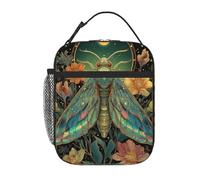 Anceky an Art Nouveau-Style Moth with Iridescent Wings Lunch Box Reusable Insulated Lunch Bag for Office Work Picnic Camping Beach
