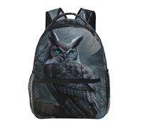Anceky an owl sitting on a tree branch, with the moon in the background Backpack Travel Backpacks Laptop Rucksack Casual Daypack for Men Women