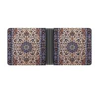 Anceky Antique Persian Pattern Blue Oriental Exquisite and Compact Leather Wallet, Portable Coin Purse for Outdoor Use
