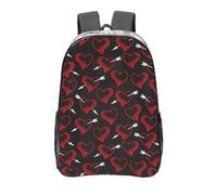 Anceky Arrow Through Red Hearts Clear Backpack See Through Rucksack PVC Transparent Backpacks 16 Inch Travel Back Pack Outdoor Sport Bag Casual Bags for Work Camping