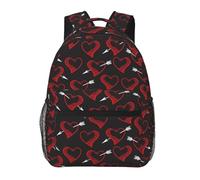 Anceky Arrow Through Red Hearts Travel Laptop Backpacks Lightweight Daypack Large Capacity Rucksack Notebook Bags Business Work Bag for Yoga Beach Hiking