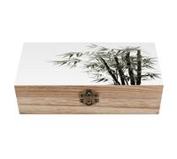 Anceky Asian Bamboo Wooden Storage Box,Decorative Jewelry Case Wood Box with Hinged Lid Exquisite Wood Boxes Decorative Wooden Keepsake Box for Crafts And Photo Storage
