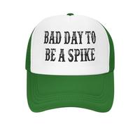 Anceky Bad Day to Be A Spike Trucker hat Men Women Novelty Mesh Cap Green