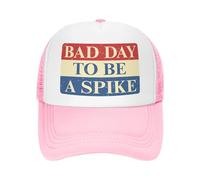 Anceky Bad Day to Be A Spike Trucker hat Men Women Novelty Mesh Cap Pink