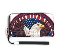 Anceky Bald Eagle God Bless America PU Leather Clutch Long Bifold Wallet, Coin Purse Credit Pass Case, Durable Card-Holder Money Storage for Women Men