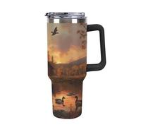 Anceky Bear Lake Lodge Duck 40 Oz Tumbler with Handle Travel Coffee Mug Large Capacity Cars Cup Black-Style