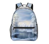 Anceky Beautiful Winter Women Men Casual Carry On Castle Near Lake Stones 15.6inch Laptop Backpack