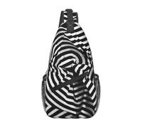 Anceky Black and white striped folding Cross Chest Bag Diagonally Men Women Crossbody Shoulder Bag Casual Fashion Travel Bag Sling Backpack