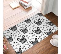 Anceky Black French Bulldog Print Bathroom Rugs Non Slip Washable, 16x24 in Bath Mat Bath Rugs for Bathroom Decor, Soft Floor Door Mat Kitchen Rugs, Washable Rug for Indoor Outdoor Tub
