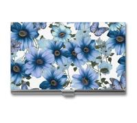 Anceky Blooming Blue Daisy Business Card Holder Slim Name Multi Wallet Credit Card ID Case for Men Women