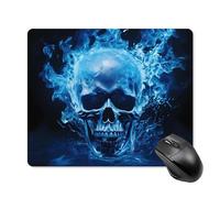 Anceky Blue Flame Skull Square Mouse Pad Gaming Mouse Matwith Anti-Slip Rubber Base 18 * 22cm