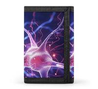 Anceky Blue Nerve Cell Trifold Wallet for Men - Slim 8 Card Slots, Zipper Coin Purse Money Clip,Compartment