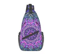 Anceky Bohemian Blue Purple Mandala Retro Floral Crossbody Backpack Chest Bag For Men Women Large Capacity Shoulder Sling Bag Cycling Travel Daypack