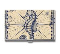 Anceky Business Card Holder Metal Slim Business Card Case Old Nautical Chart Style Professional Cards Organizer Pocket Name Cards Case Credit Holder Wallet for Men Women Buckle Style Shut