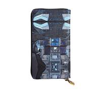 Anceky Cabin of The Future Zipper Leather Wallet, 7.5 * 4.1 inch Long Clutch Bag, Multiple compartments and Large Capacity