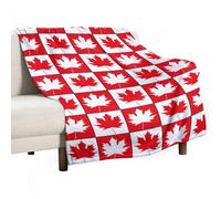 Anceky Canada Day Maple Leaf Throw Blanket for Couch Sofa Lightweight Fleece Plush Blankets Bed Home Living Room 50"x70"