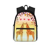 Anceky Cartoon giraffes kissing under hearts Compact and casual backpack,Travel Daypack for unisex