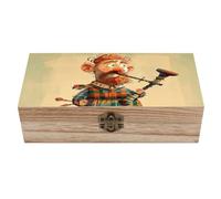 Anceky Cartoon Scottish Bagpipe Decorative Boxes with Lids Large Wooden Storage Box for Crafts Small Wood Jewelry Photos Organizer